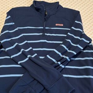 Vineyard Vines Navy and Light Blue Striped Pullover